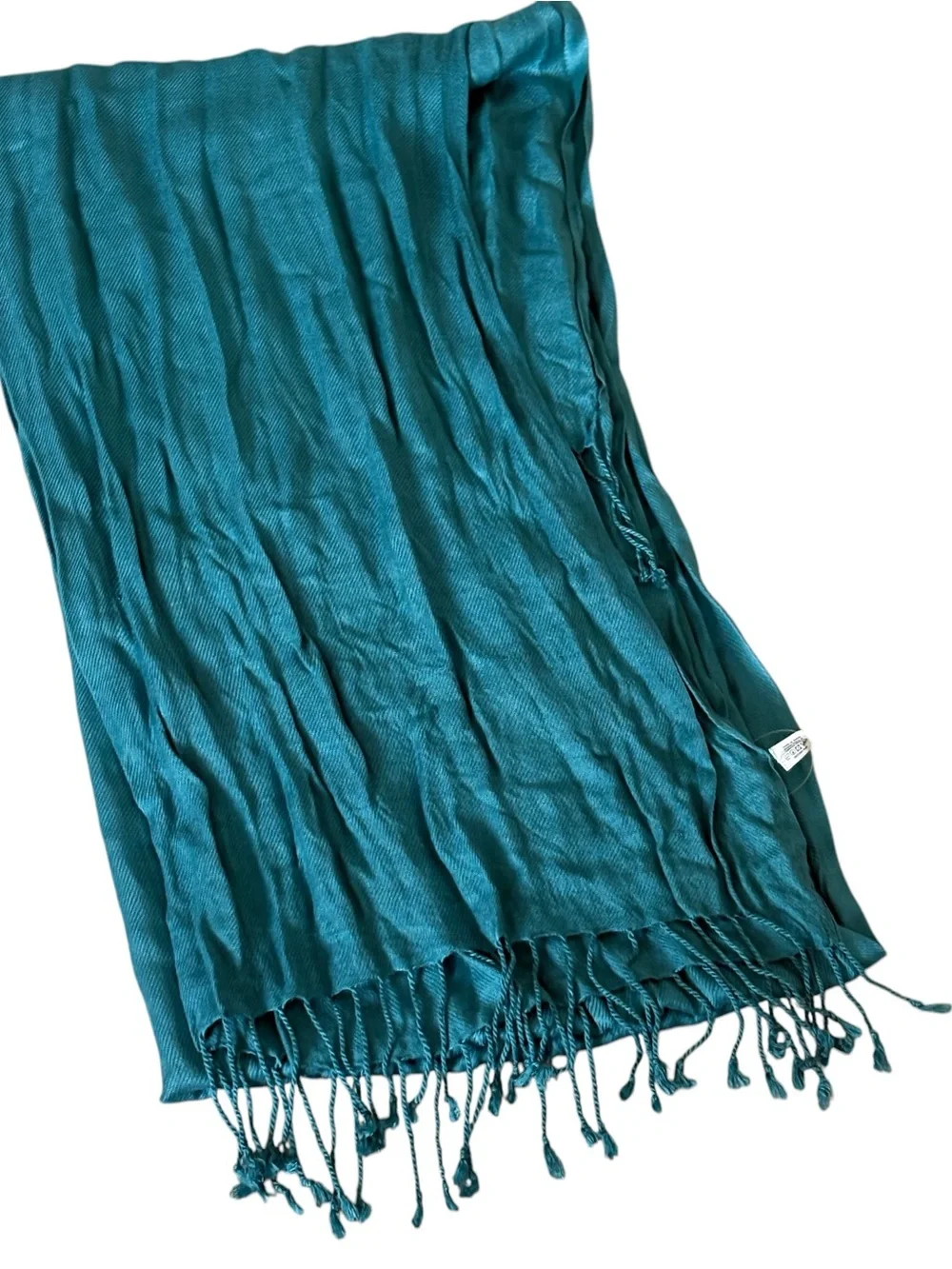 Solid Blue Fringe Classic Wrap Shawl Scarf Pashmina